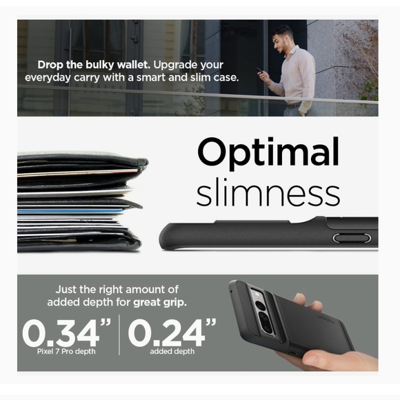 Spigen Pixel 7 Pro Slim Armor CS Case Black New in Box - Picture 5 of 16